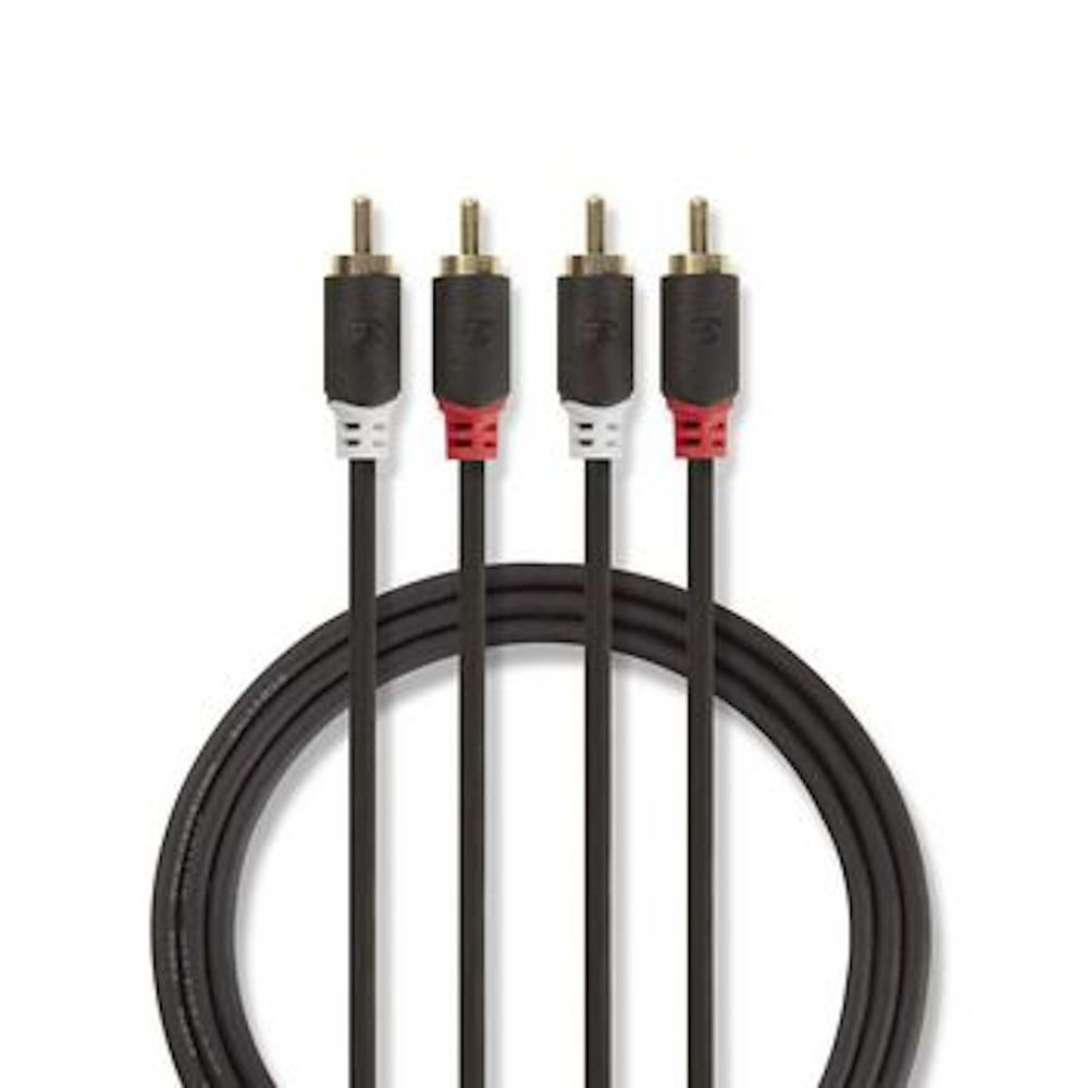 Stereo Lydkabel RCA-Hann til RCA-Hann 10 meter Gold Plated - Nedis