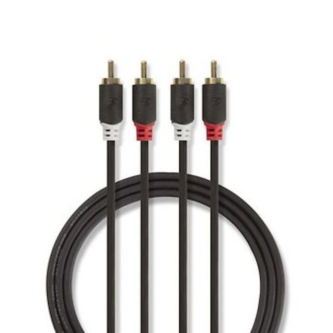 Hovedbilde Stereo Lydkabel RCA-Hann til RCA-Hann 10 meter Gold Plated ...