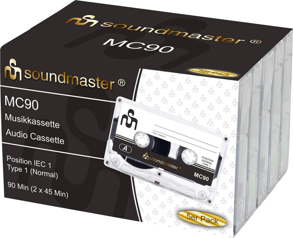 Kassetter - Opptakskassetter (5pk) - Soundmaster MC90 5 stk i pakke