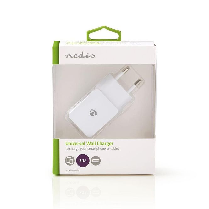 Hovedbilde Vegglader - Universal - 2,4 A - 1-utgang - USB-A - Hvit