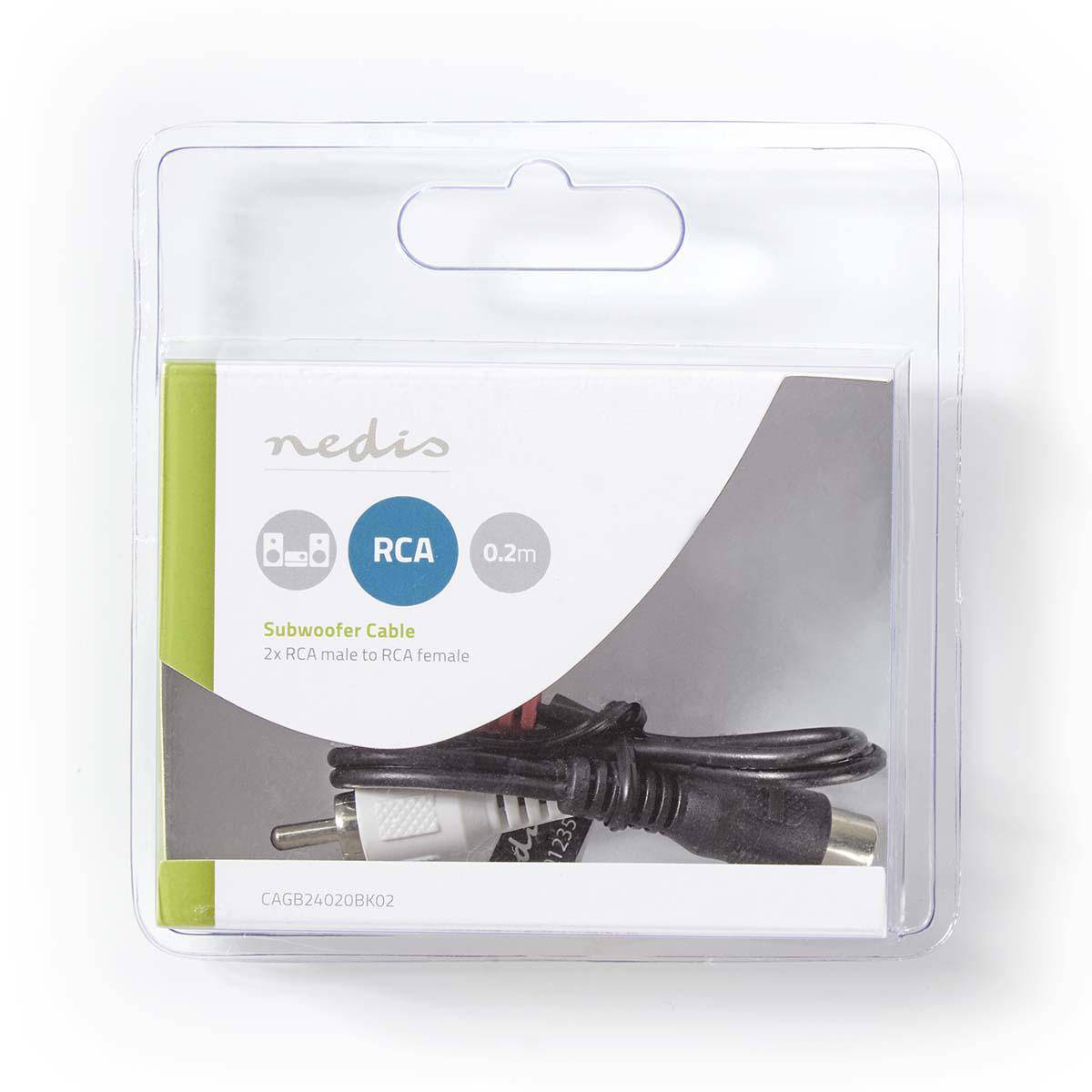 Stereo Lydkabel 2x RCA Han til RCA Hun 0,2 meter Nikkel belagt - Nedis