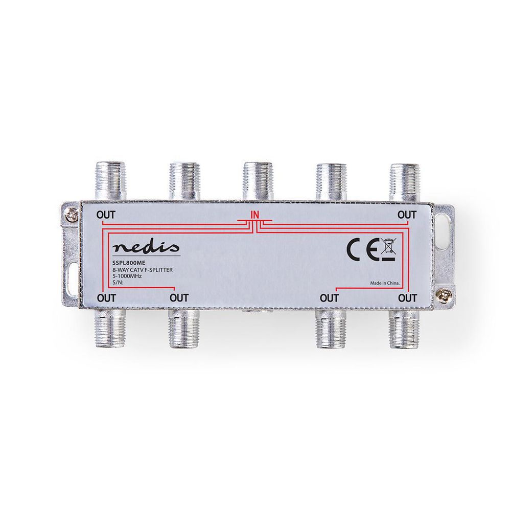 CATV Splitter - 8 Utganger - 5 - 1000MHz - Tilkoblingstap: 11.0 dB
