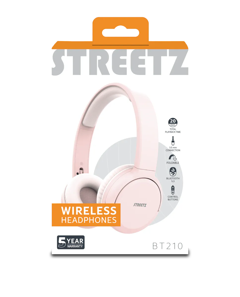 Streetz Bluetooth-Hodetelefoner On-Ear – Rosa