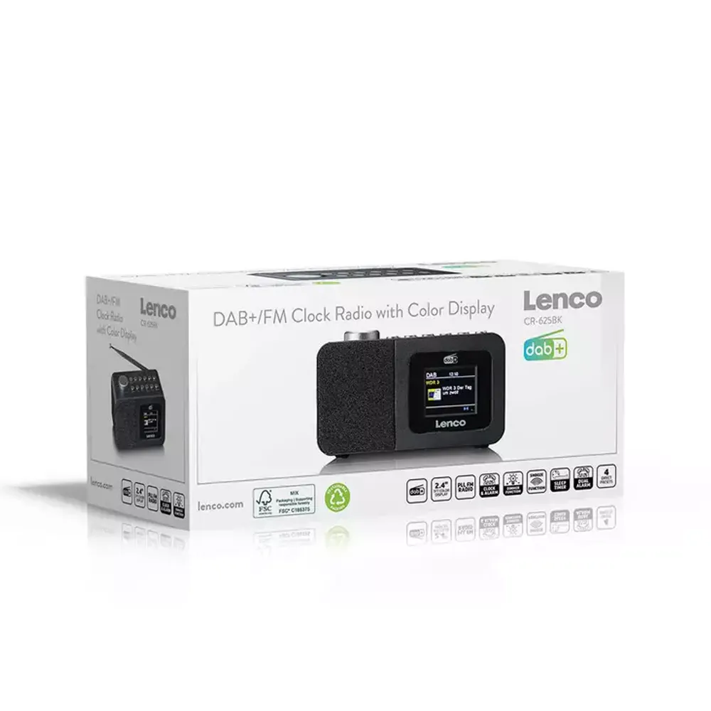 DAB+/FM-radiovekkerklokke med fargeskjerm, sleep timer og dobbel alarmfunksjon - Lenco