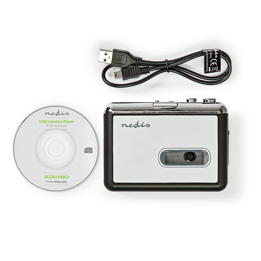 Kassettspiller, Kassettkonverterer - Fra Kassett til Mp3 - 1x 3.5 mm / 1x Mini USB
